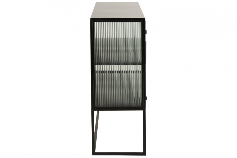 Armoire 4 portes en verre DOZA en métal noir et verre.